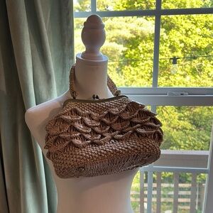 Patricia Nash Tan Shoulder Bag with Intricate Design